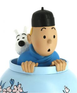 Vintage figurine Tintin and Snowy in hand painted resin, France 1970