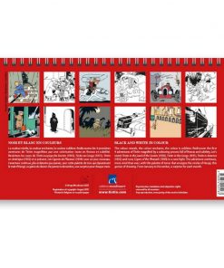 Hergé-a-Calendrier-Tintin-noir-et-blanc-en-couleurs-Papeterie-civile-Calendrier-à-poser